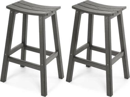 All-Weather Bar Stools Set of 2, 28" Outdoor Barstools, Never Rot or Fade, Low Maintenance HIPS Furniture for Bar