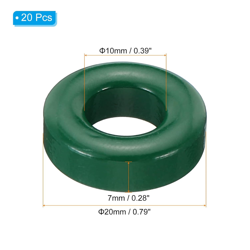PATIKIL Ferrite Toroid Core 0.8" ODx0.4" IDx0.3" H Green 20 Pcs
