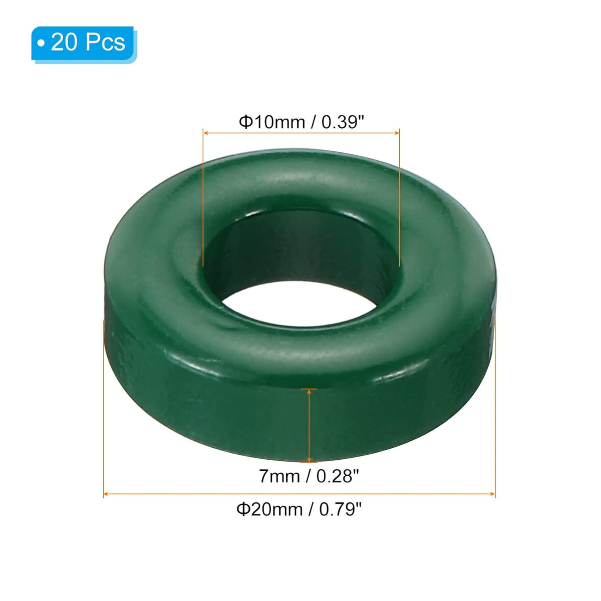 PATIKIL Ferrite Toroid Core 0.8" ODx0.4" IDx0.3" H Green 20 Pcs