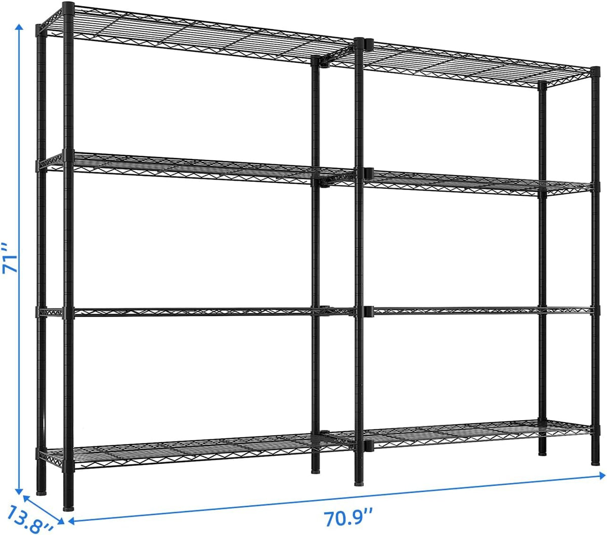 8-Tier Wire Shelving Unit,49.2''W Storage Shelves,Metal Shelving for Storage Rack Shelves for Storage Heavy Duty