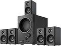 5.1 Home Theater Surround Sound System with 5.5-Inch Subwoofer | 200W Peak Power, Five 2.5-Inch Speakers, MDF