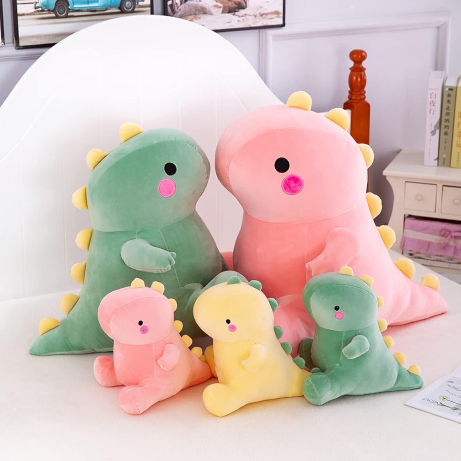 Cute Fat Dinosaur Plush Toys, Soft Stuffed Animals Toys Dolls, Dino Plushies, Cute Birthday Gifts for Kids Girls Boys