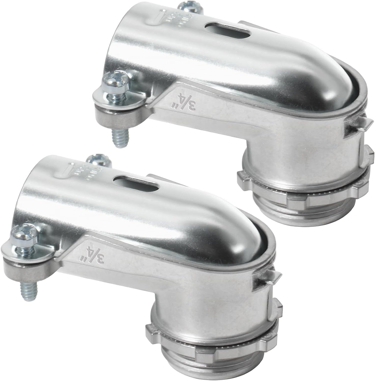 2-Pack 3/4" Flexible Metal Conduit Elbow, 90 Degree Squeeze Connectors