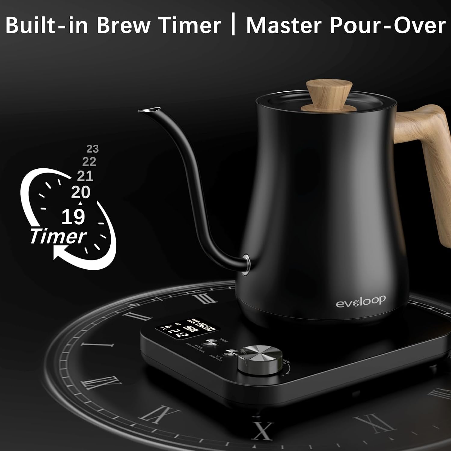 Gooseneck Electric Kettle, Electric tea Kettles, ±1℉ Temperature Control for Pour-Over Coffee & Tea Brewing