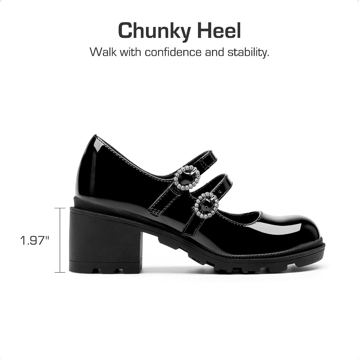 Mary Jane Shoes for Girls Platform School Uniform Party Chunky Dress Heel Double Straps Flats for Little Big Kid