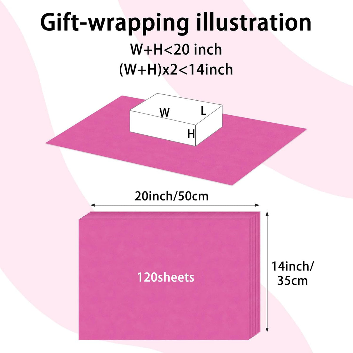 120 Sheets 14 x 20 Inch Hot Pink Tissue Paper for Gift Bag Wrapping
