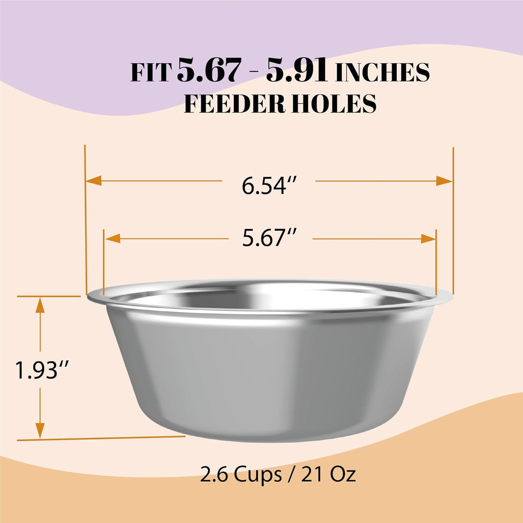 21oz Stainless Steel Dog Bowls Set, 2 Pack for Replacement Dogs Bowl Stand, 2.6 Cups Metal Dog Bowls, 5 Inch Small