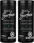 Plant Based Multi Surface Cleaning Wipes Pack of (2) 30 Pieces ach (60 Pieces) Peppermint Sage.