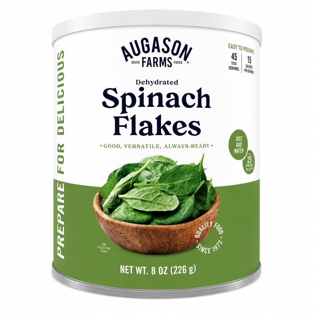 Dehydrated Spinach Flakes Can | Emergency Food Supply, 45 Servings, 25 Year Shelf Life, 15 Calories per Serving