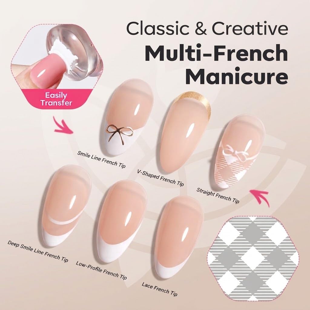16Pcs Fall Nail Stamping Kit French Tip Stamper Plaid Stamp Plate