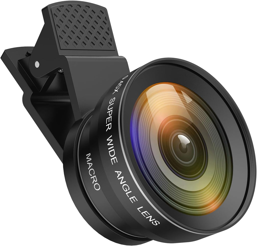 Phone Camera Lens, 0.45X Wide Angle & 12.5X Macro Lens, 2-in-1 Clip-On | 140° Super Wide Angle, HD Optical Glass