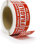 Handle with Care Warning Labels, Fragile, Red, 2 x 3 in, 500 Count
