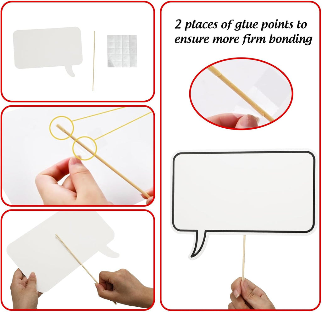 23 Pcs Large Blank Photo Booth Props Set White Scalloped Picture Frame with Bubble DIY Selfie Props for Graduation
