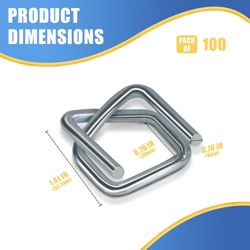 Heavy Duty Galvanized Wire Buckle for 3/4" Width Cord Strapping (Pack of 100)-Wire Buckles with Galvanized Coating