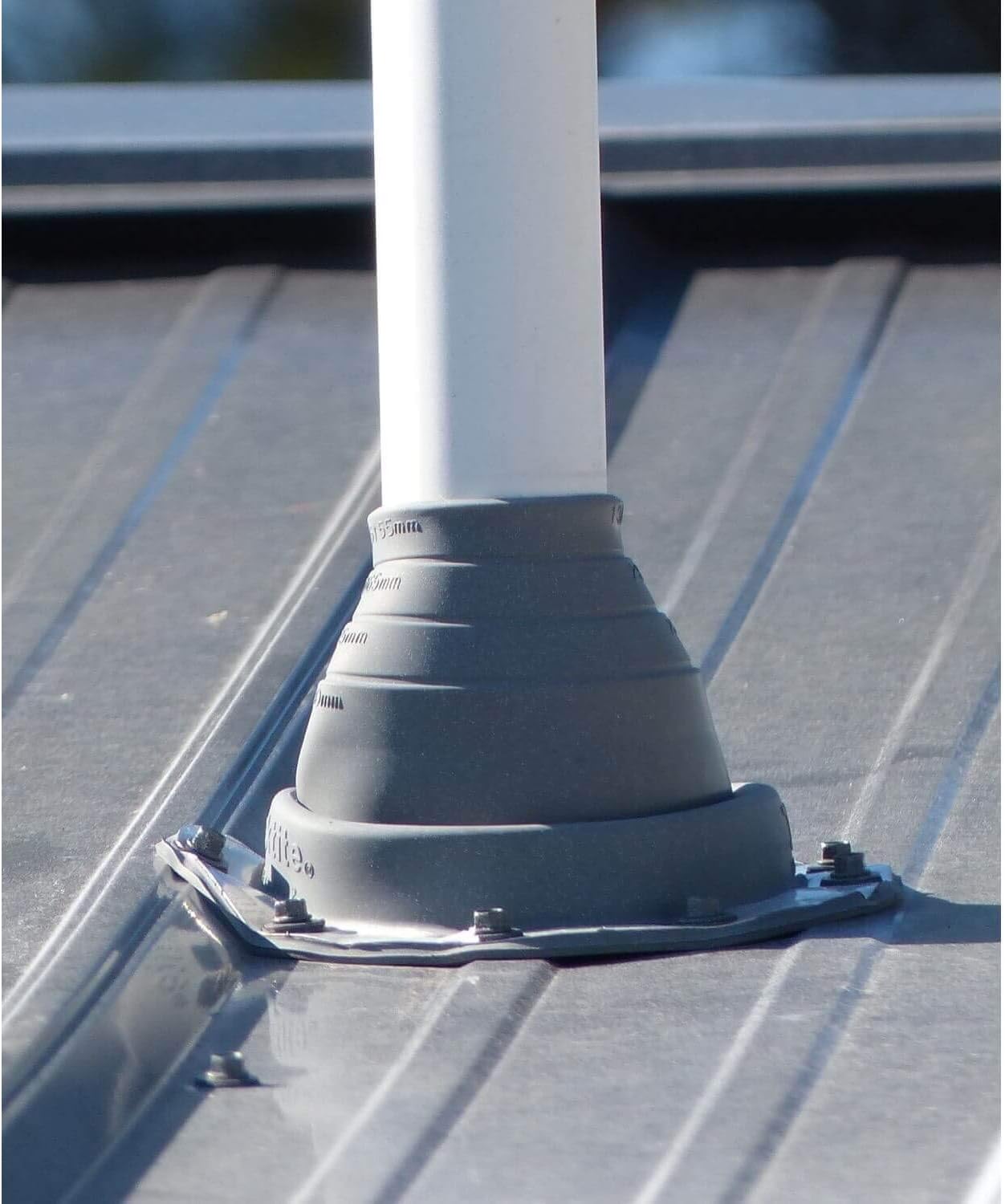 #2 (1/4" - 3") Square Black EPDM Flexible Pipe Flashing, Roof Jack, Pipe Boot Flashing Dektite (DFE102B)