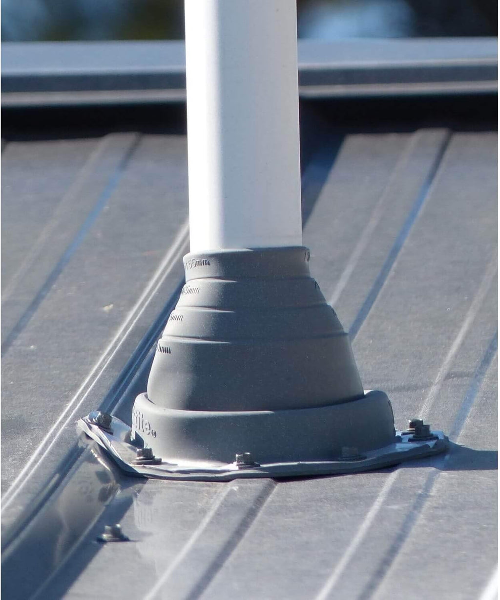 #1 (1/4" - 2-1/4") SQUARE BLACK EPDM Flexible Pipe Flashing, Roof Jack, Pipe Boot Flashing Dektite (DFE101G)