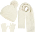 Kids Winter Beanie Hat Scarf Gloves Set, Toddler Winter Cap Knit Neck Warmer Gaiter Mittens for Children 2-8