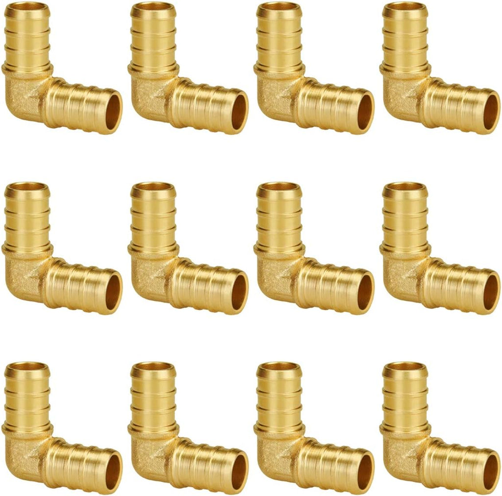 SUNGATOR 1/2 Inch 90 Degree Elbow, Brass PEX Fittings, 12-Pack