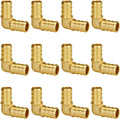 SUNGATOR 1/2 Inch 90 Degree Elbow, Brass PEX Fittings, 12-Pack