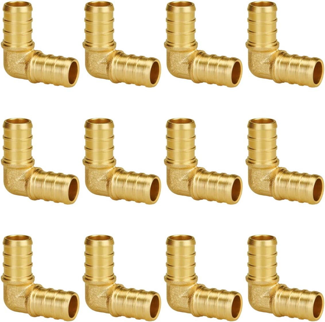 SUNGATOR 1/2 Inch 90 Degree Elbow, Brass PEX Fittings, 12-Pack