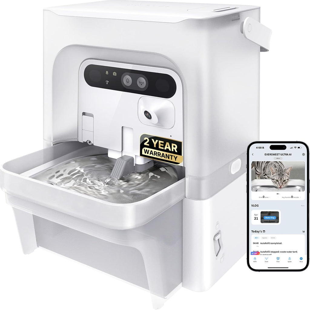 Eversweet Ultra Cat Water Fountain with AI Camera, Filterless