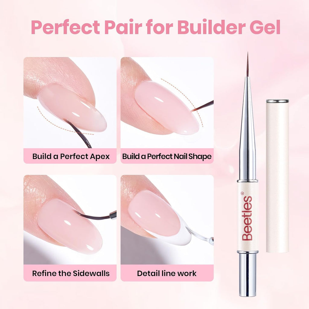 Beetles Builder Gel for Nails Rose Pink, TPO-Free Gel Builder & Nail Brush