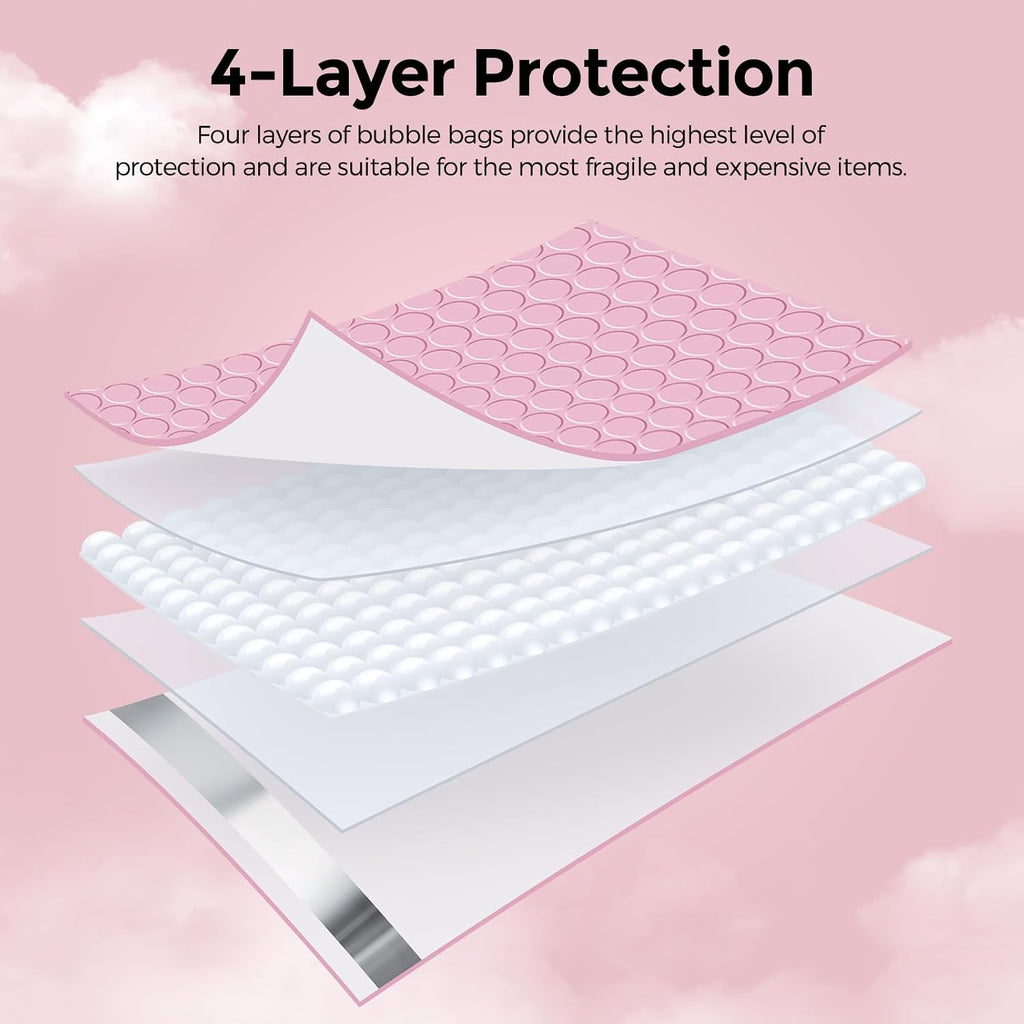 Bubble Mailers 8.5x12" Padded Envelopes Light Pink 40 Pack Self Seal