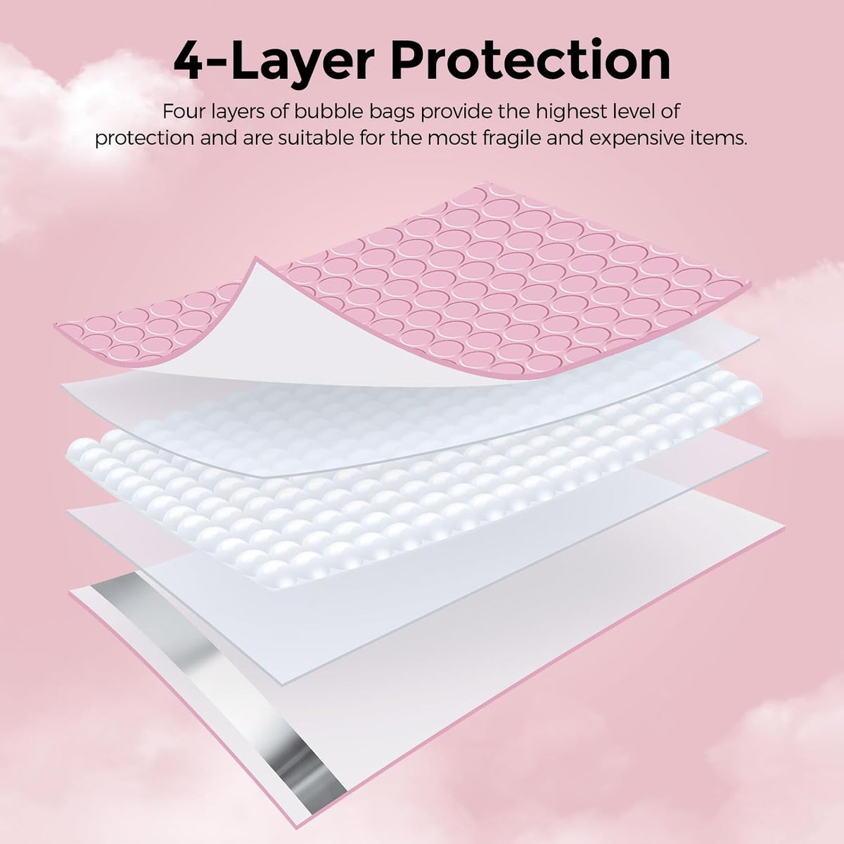 Bubble Mailers 8.5x12" Padded Envelopes Light Pink 40 Pack Self Seal