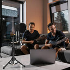 Mic Stand Desk, Table Mic Tripod Desktop Mic Stand Height Adjustable Small Microphone Stand for Desk with Pop Filter