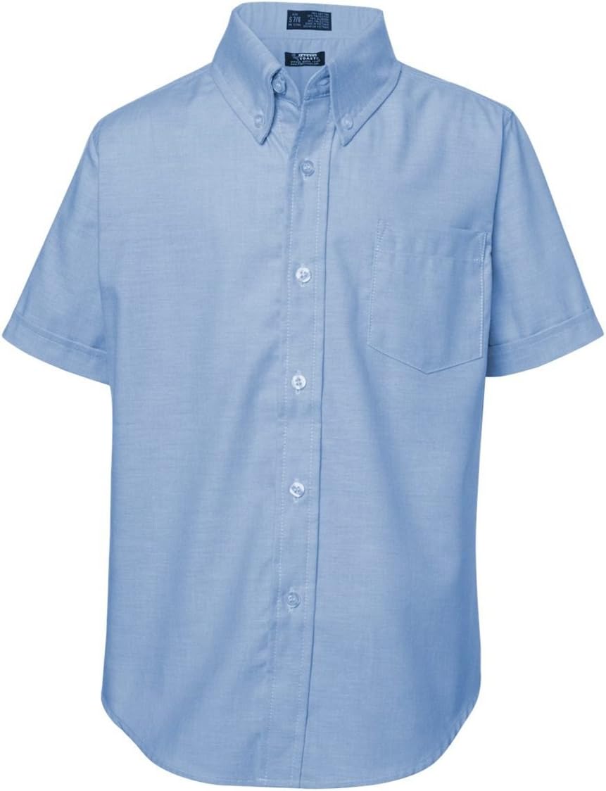 School Uniform Boys Short Sleeve Oxford Shirt, Blue, 7