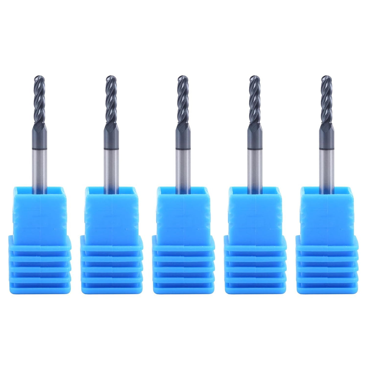 3/32" 4 Flute Carbide Ball Nose End Mill 1/8" Shank Diameter 5Pcs