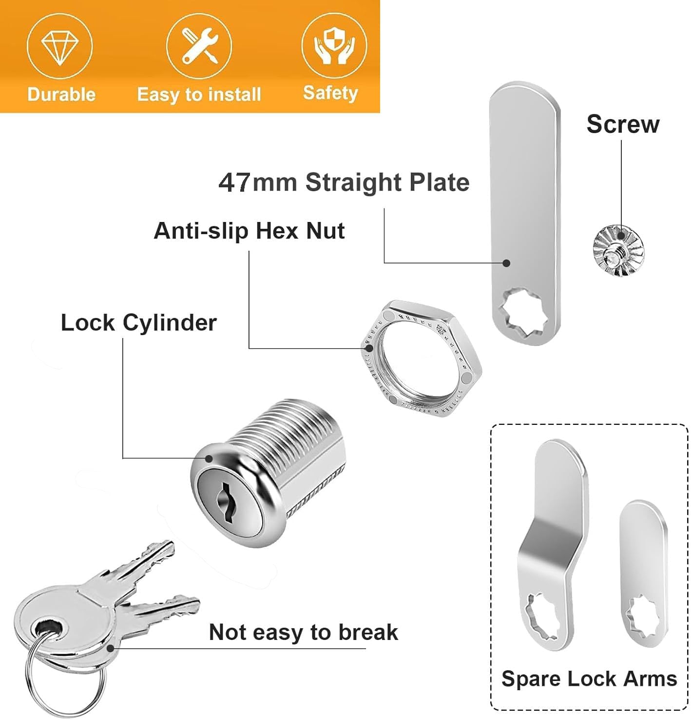 5/8 Cam Locks - 5/8 Diameter Cam Lock Keyed Alike Cabinet Locks Secure Files Drawers Mailbox RV Cylinder Replacement