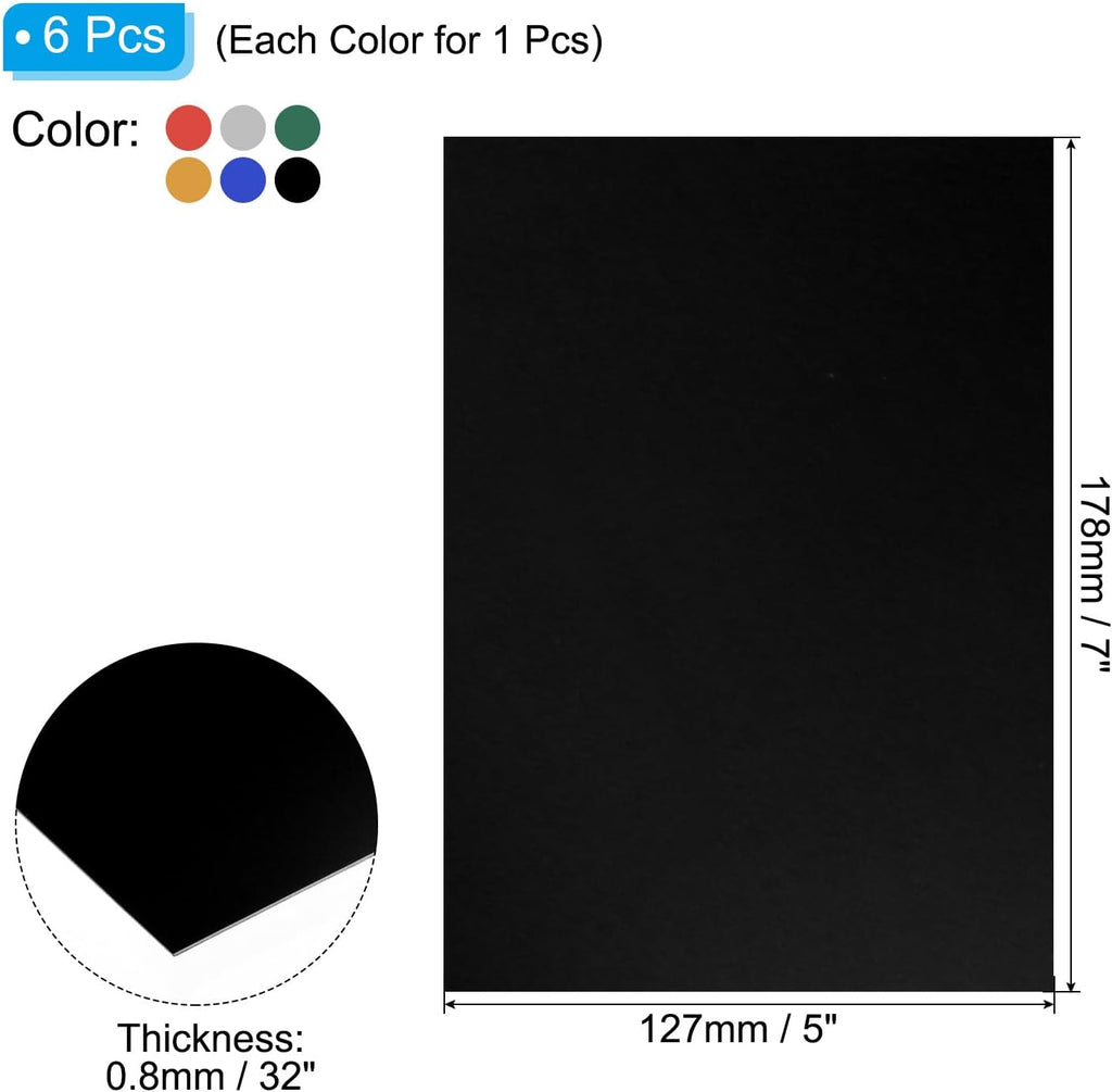 7x5x1/32inch Anodized Aluminum Sheet Set, 6Pcs Metal Rectangle Aluminum Plate 0.8mm Thick Engraving Blanks for Laser