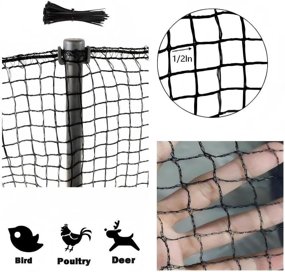 7x100ft Deer Fence Garden Netting 50GSM Square Mesh HDPE Black