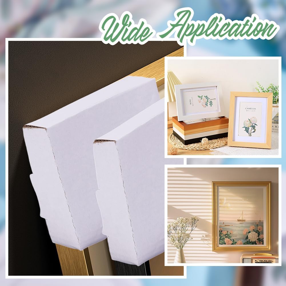 100PCS Adjustable Cardboard Corner Protectors, 1" 1.5" and 2.1" Thickness White Picture Frame Corner Protectors