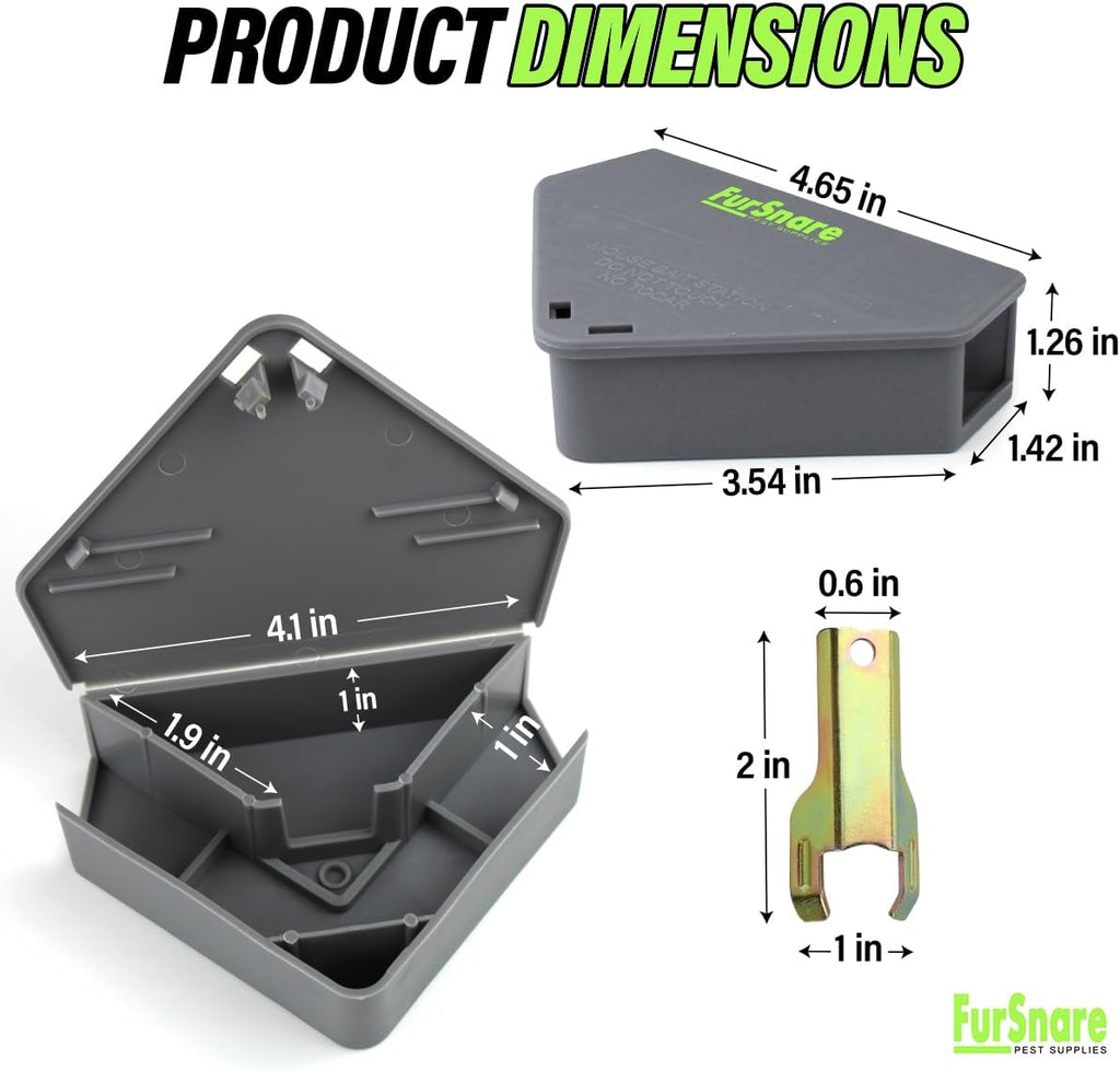 Furnsnare Mouse Bait Station (6 Pack) - Bait Boxes for Mice and Rats with Lockable Keys - Weatherproof Outdoor Mouse