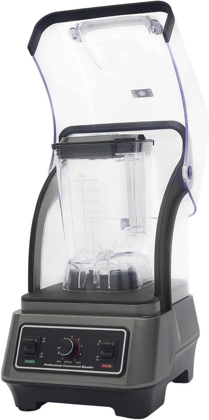 Professional Blender with Shield Quiet Sound Enclosure, 1600W Soundproof Commercial Blender 67oz Large Capacity for