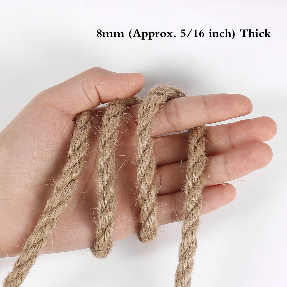50ft 8mm Jute Rope Heavy Duty Thick for Cat Scratching Post