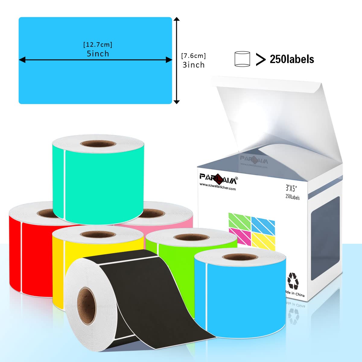 5 x 3 inch Rectangle Color-Code Sticker Label,250P Sky-Blue Moving Labels