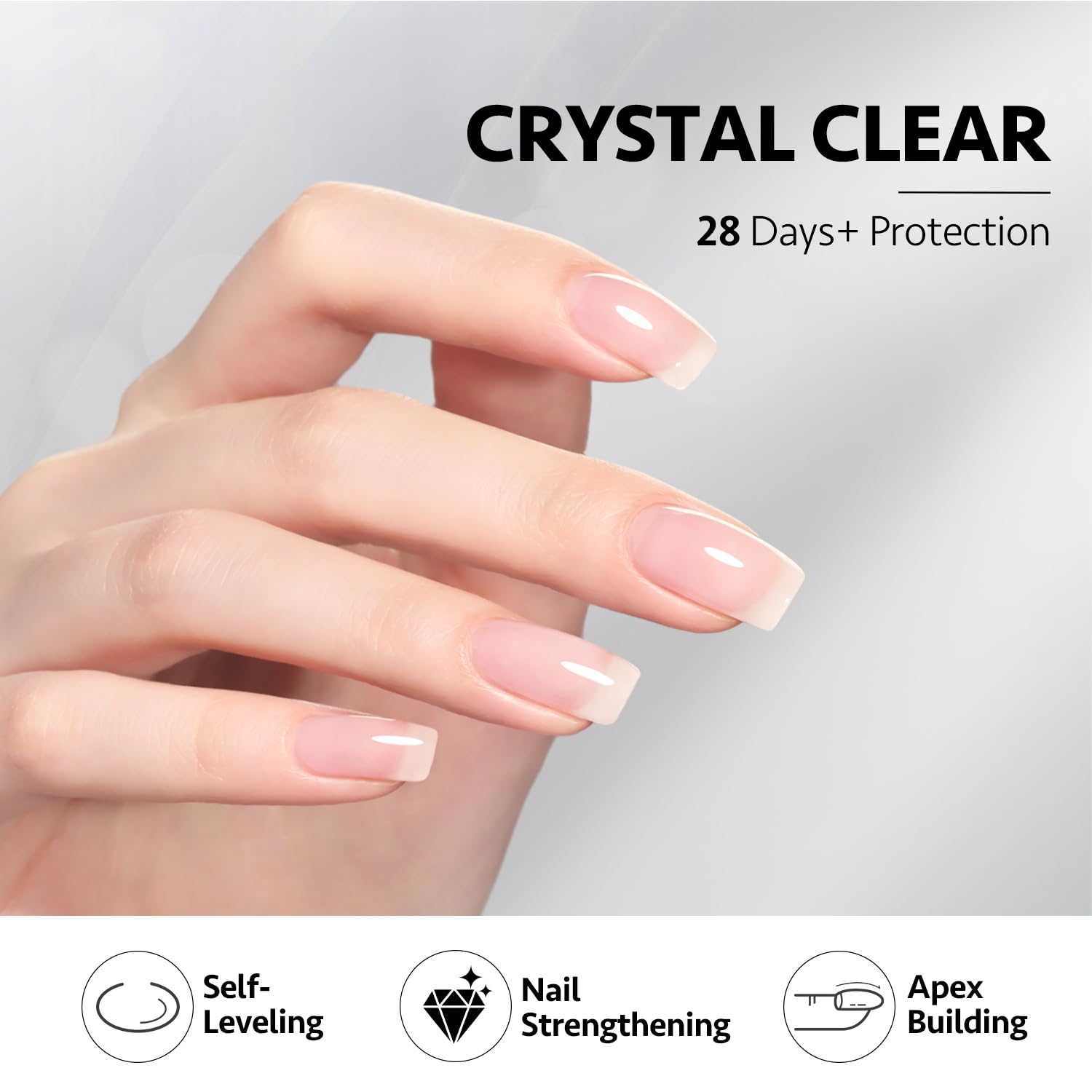 2 Pcs 16ml Clear Builder Gel for Nails, Nail Strengthener in a Bottle, Nail Extension Hard Gel, Soak Off Long Lasting