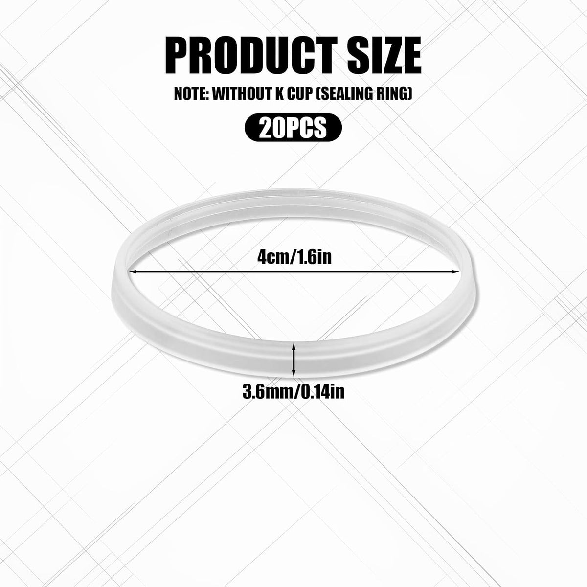 20 Pack Silicone Gaskets Replacement Seals Ring for Keurig Reusable K Cup