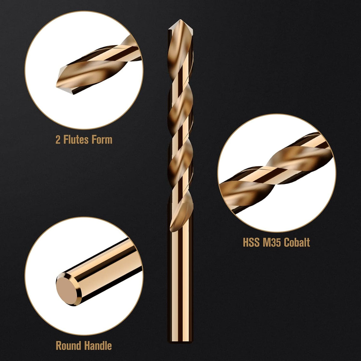 115Pcs Cobalt Drill Bit Set M35 HSS Jobber Length