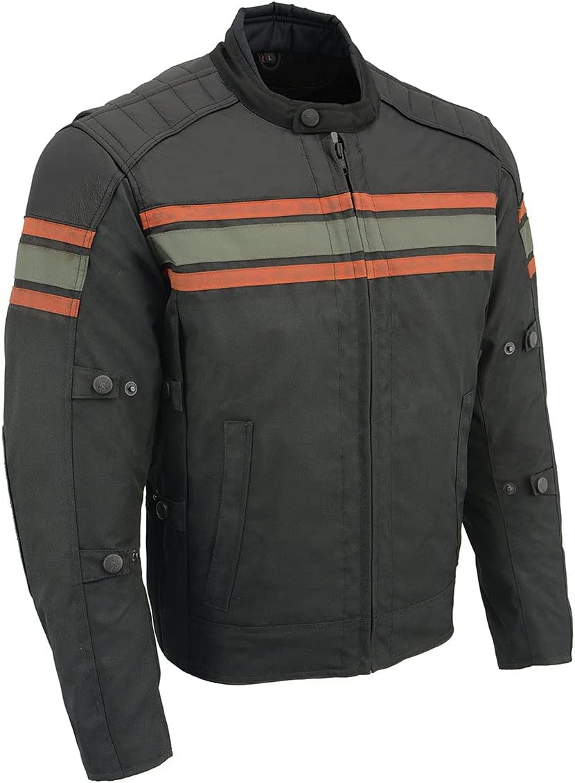 Men’s CE Armored All-Season Motorcycle Jacket - Large | All Seasons, Impact Protection ,Textile Racer Design, Vented