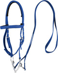 Adjustable Horse Bridle with Stainless Steel Bit, Black Nylon Headstall with Reins, Non-Slip Design