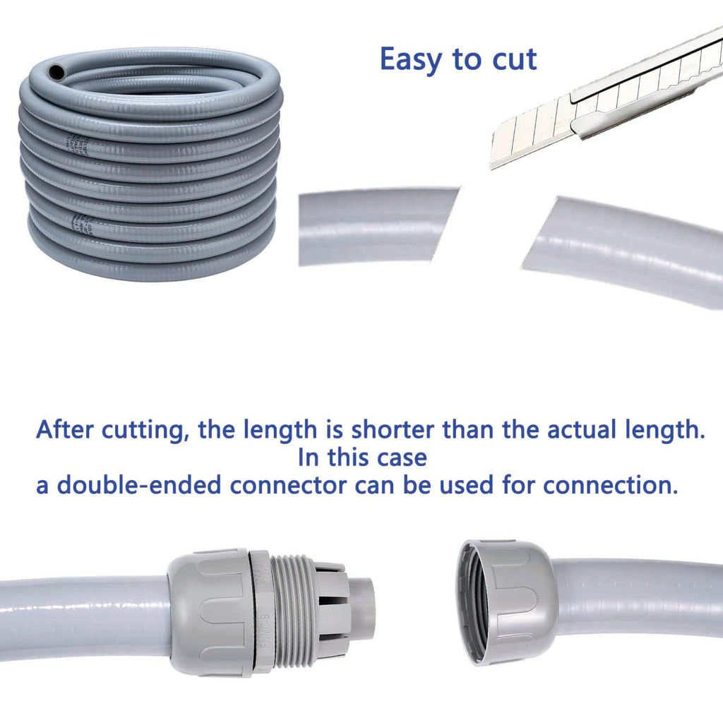 80FT 3/4" NPT PVC Liquid Tight Conduit Kit UL 5 Straight 3 Angle Connector