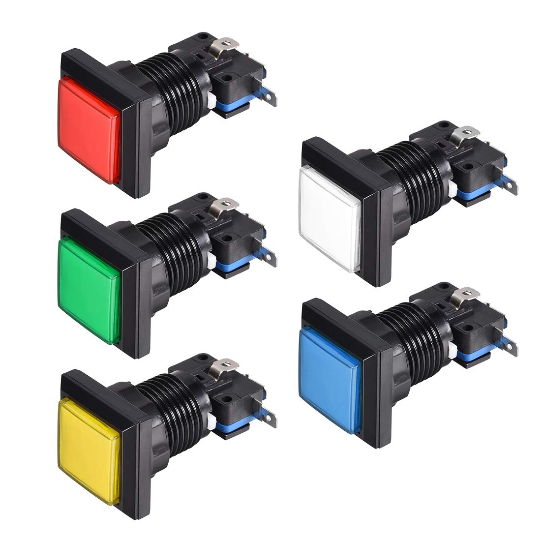 Game Push Button 34x34 Square 12V LED Illuminated Push Button Switch with Micro Switch for Arcade Video Games 5