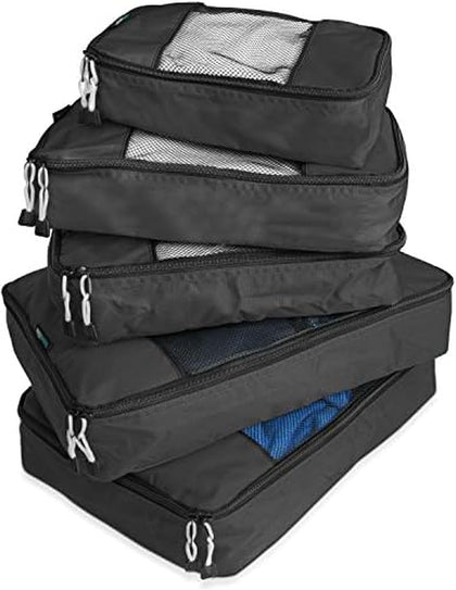 Travel Wise Packing Cubes for Travel - 5 Piece Set with Pattern Design, Lightweight Ripstop Nylon Luggage Organizers