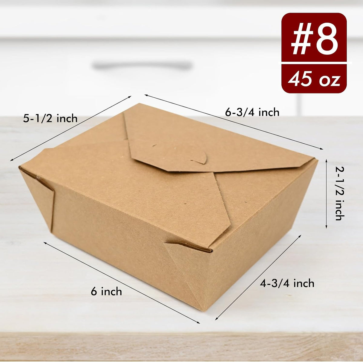 80 Pack 45 oz Kraft Paper Takeout Food Containers