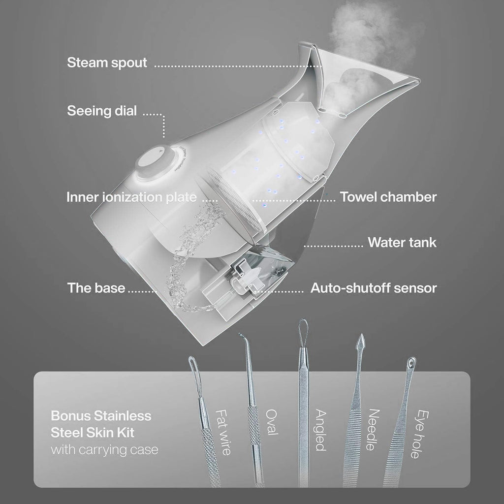 NanoSteamer Large 3-in-1 Nano Ionic Facial Steamer with Precise Temp Control - Humidifier - Unclogs Pores