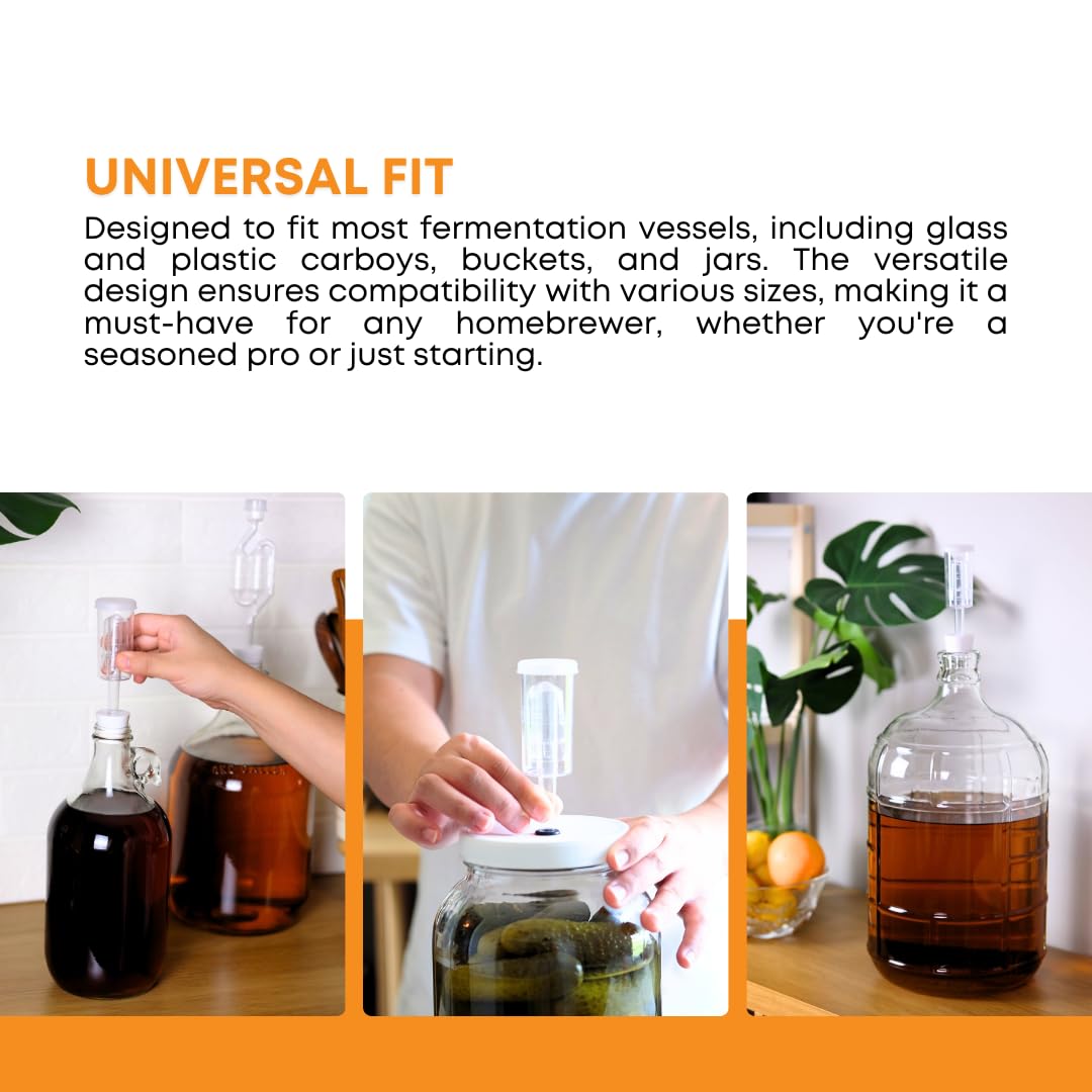3 Piece Airlock for Fermentation Hydrolocks for Fermenting Wine and Beer with Drilled Rubber Stopper Durable Carboy